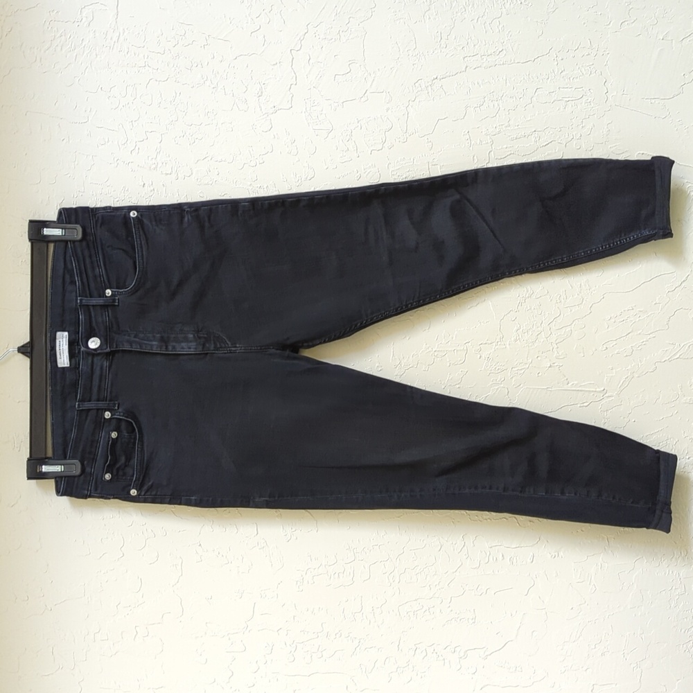 Zara Woman Black High Rise Rolled Hem Slim Fit Ankle Jeans Size 10